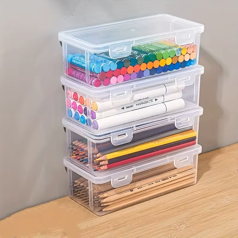 Stationery Office Supply Store - 4 large transparent PP storage boxes
