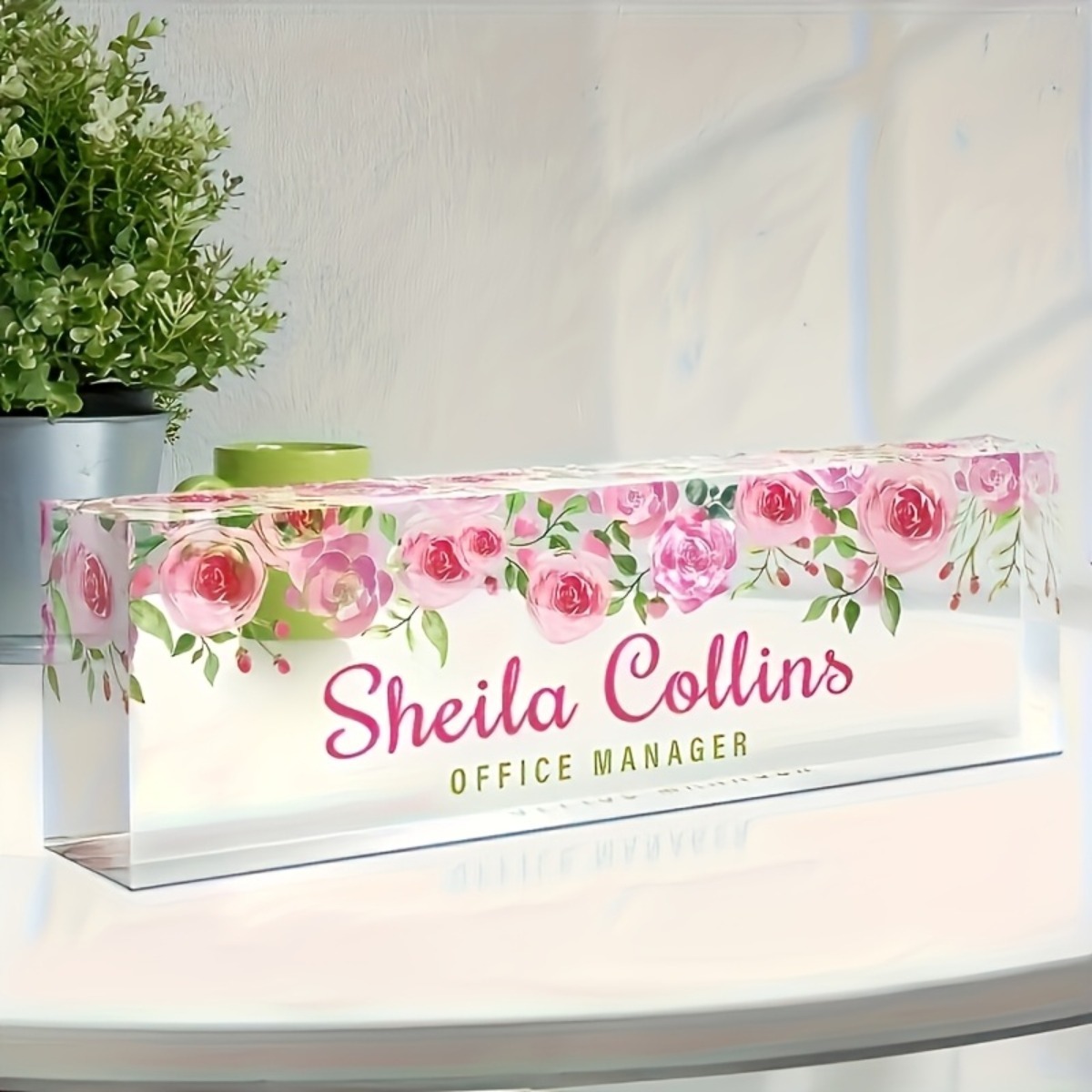 [2D Flat] Minimalist Floral Ac – обзор и цена Desk Name Plate