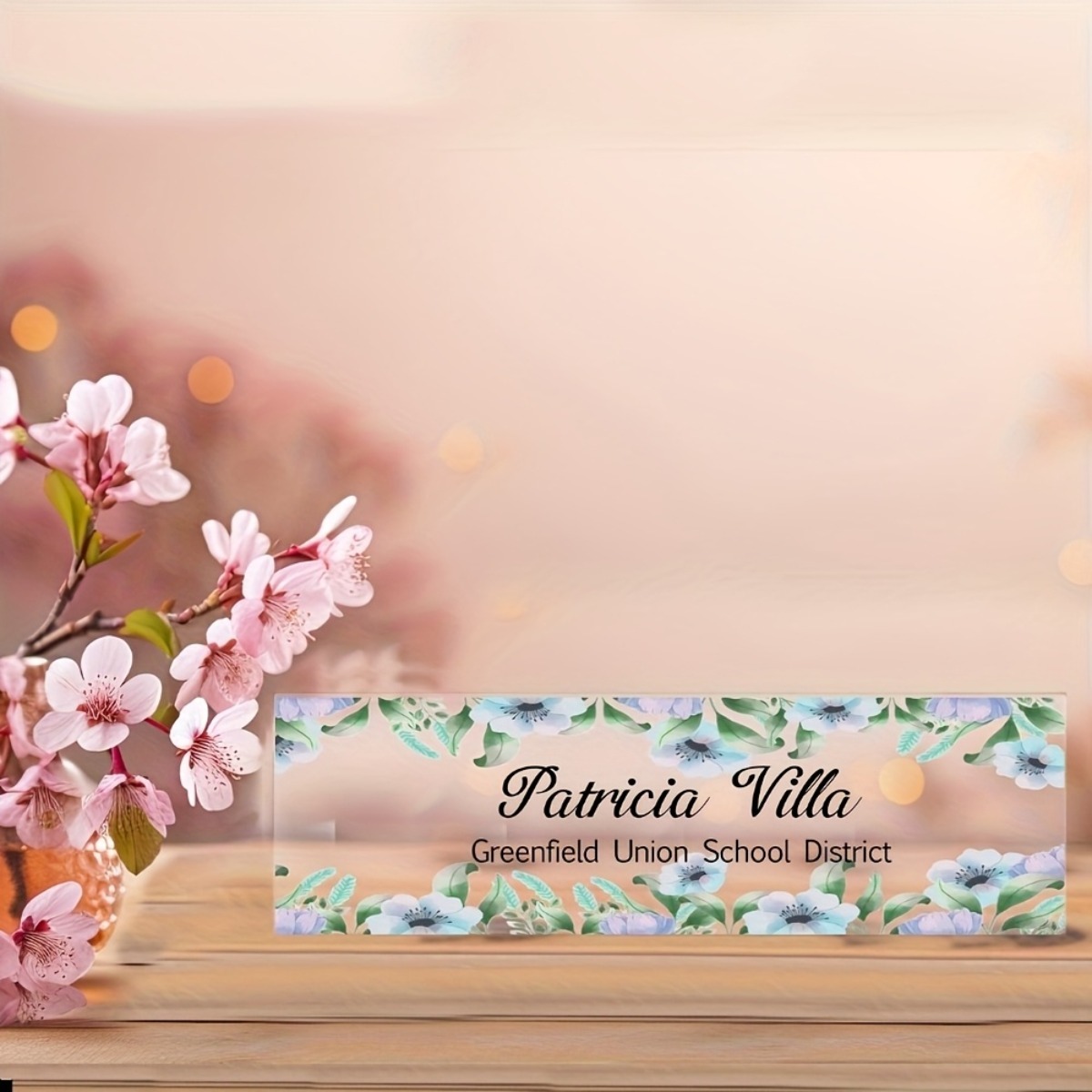 [2D Flat] Floral Pattern Acryl – обзор и цена Desk Name Plate