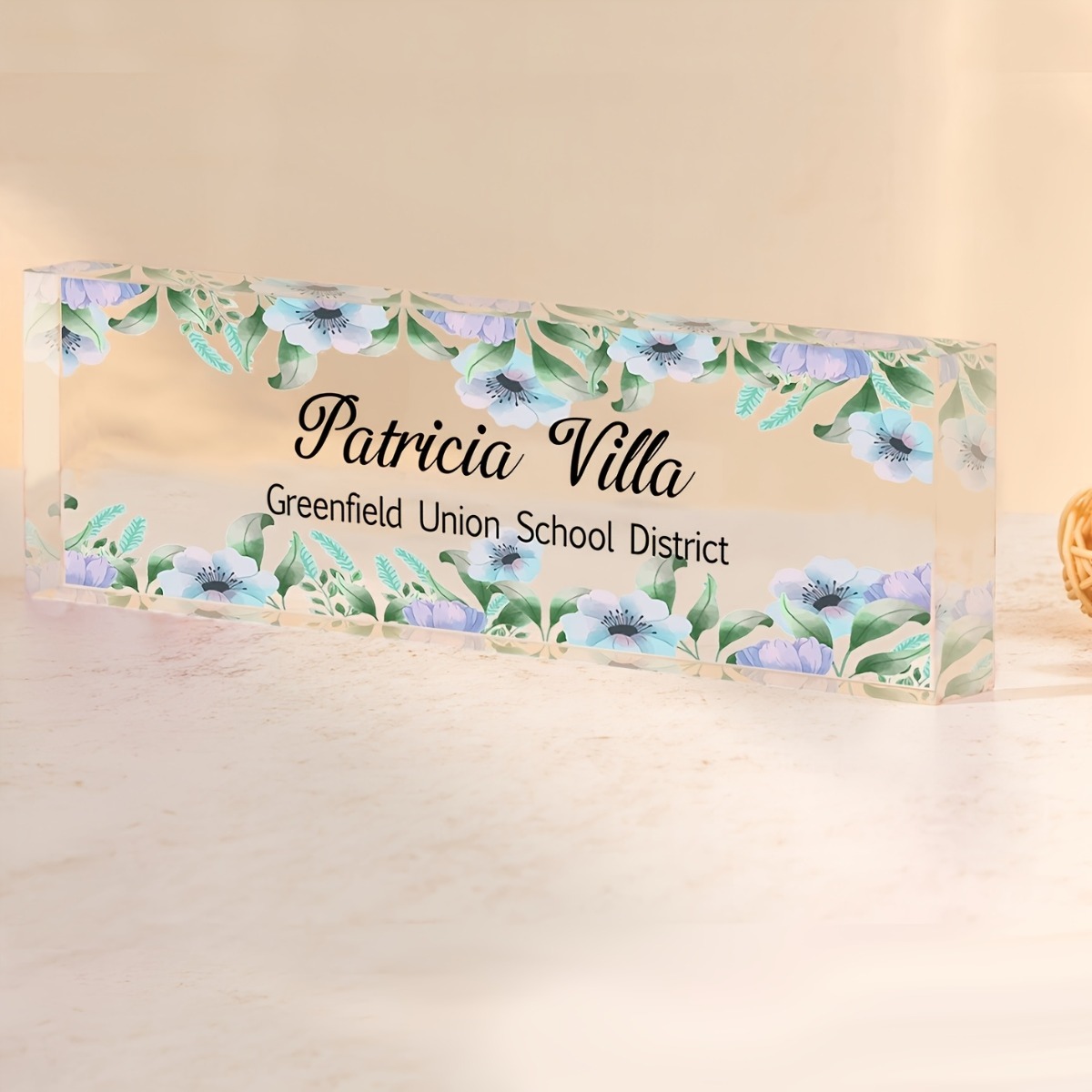[2D Flat] Floral Pattern Acryl – обзор и цена Desk Name Plate