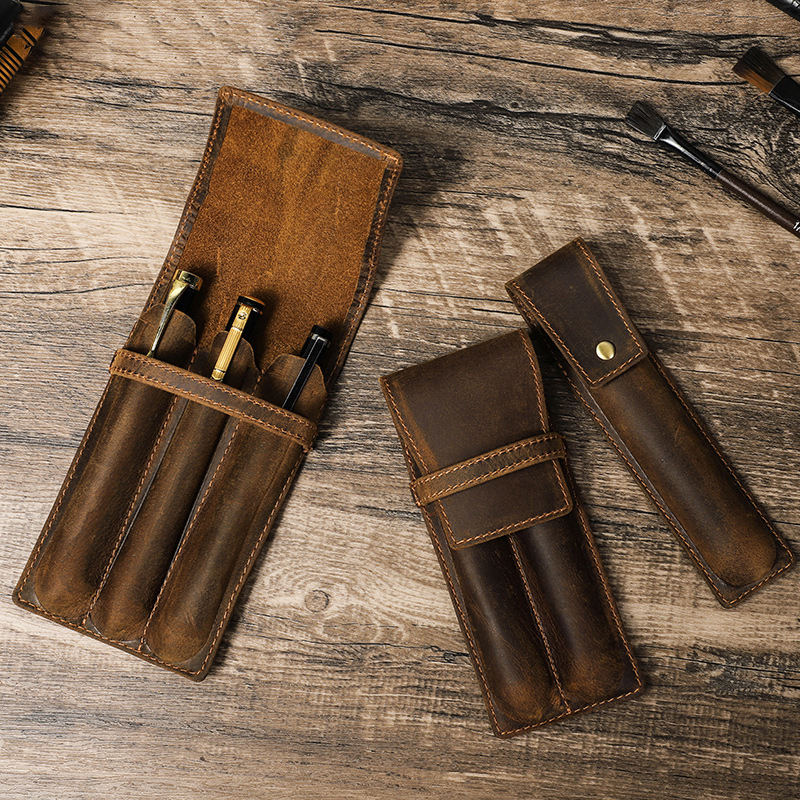 hand-made leather cowhide penc – обзор и цена Pen Pouch Roll
