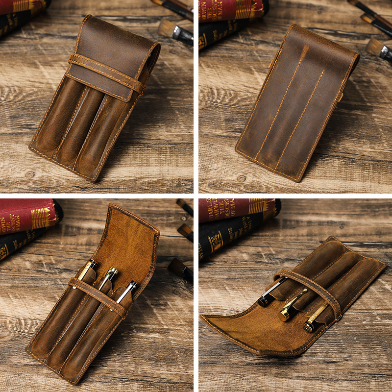hand-made leather cowhide penc – обзор и цена Pen Pouch Roll