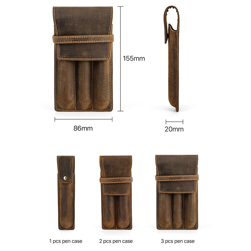 hand-made leather cowhide penc – обзор и цена Pen Pouch Roll