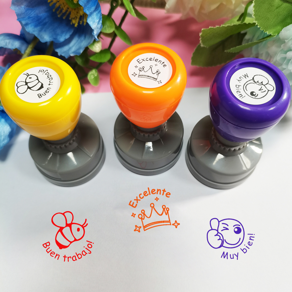 Color 3 pieces large Spanish e – обзор и цена Self Inking Stamp
