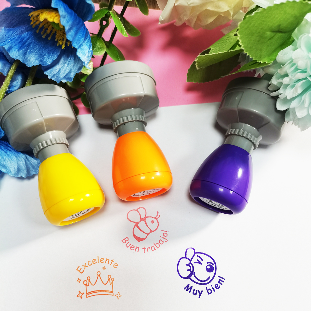 Color 3 pieces large Spanish e – обзор и цена Self Inking Stamp