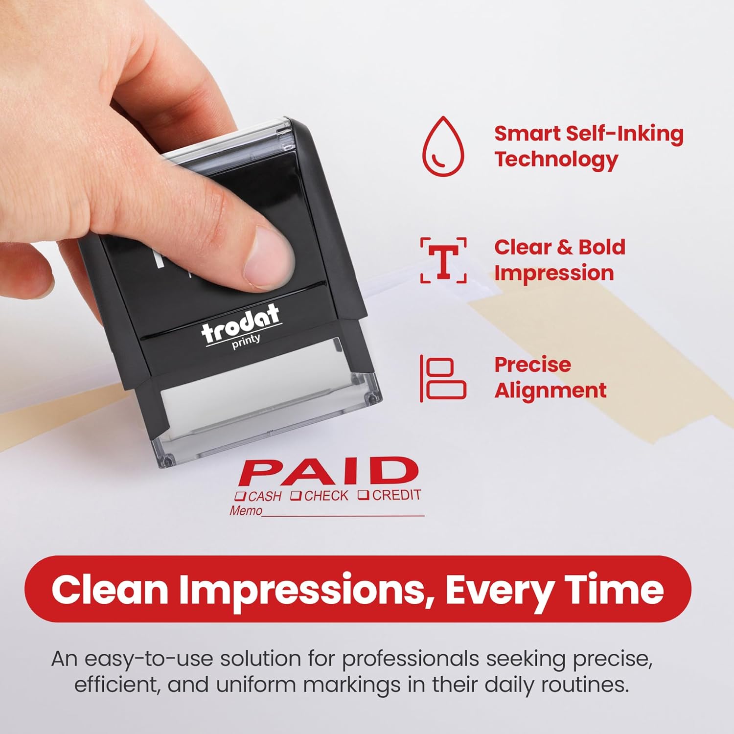 Self Inking Paid Stamp - Red I – обзор и цена Self Inking Stamp
